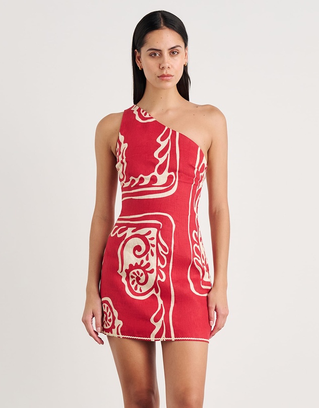 Jag - Ceezee Asymmetric Linen Mini Dress