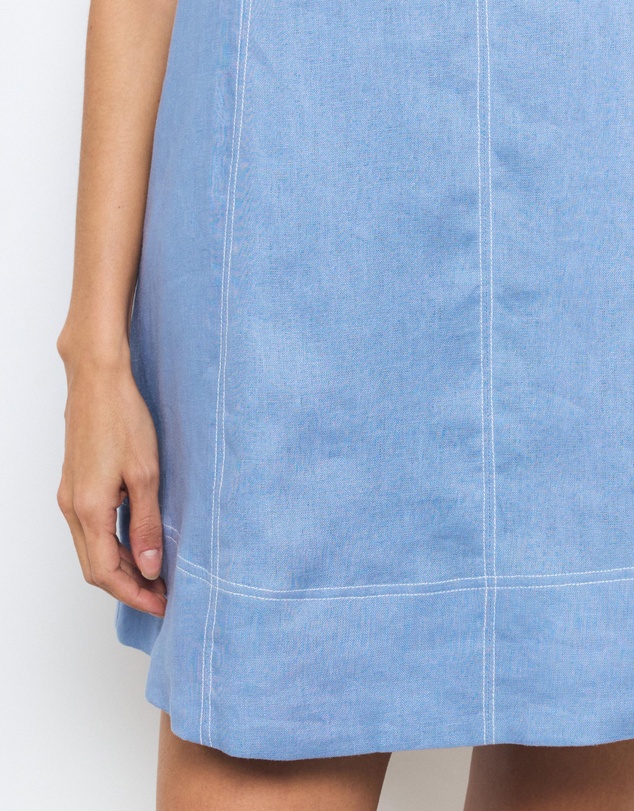 AERE - Anni Contrast Stitch Linen Mini Dress