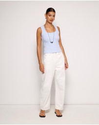 AERE - Mid Rise Barrel Leg Jeans