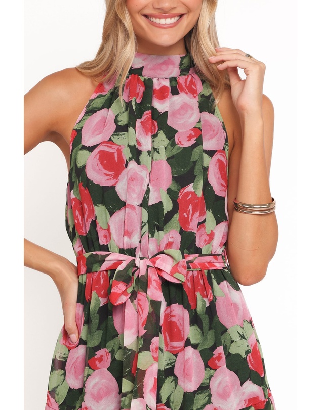 Petal & Pup - Caroline Maxi Halter Dress - Black Floral