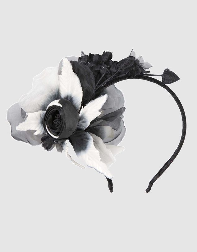 Max Alexander - Multi-Tone Black and White Flower Headband Fascinator