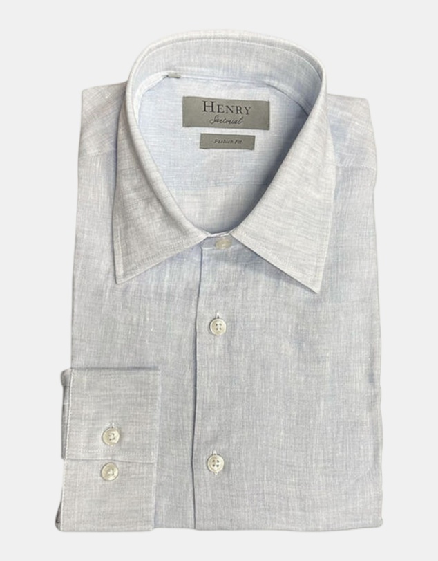 Henry Bucks - HENRY SARTORIAL Fashion Soft Linen Shirt SKY