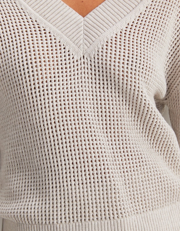 Sportscraft - Cotton Crochet V Neck Knit