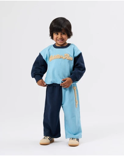 Goldie + Ace - Comfy Embroidered Wide Leg Sweatpants - ICONIC EXCLUSIVE - Babies-Kids
