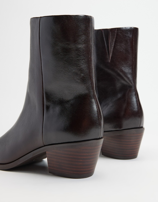 AERE - Smooth Leather Cowboy Ankle Boots