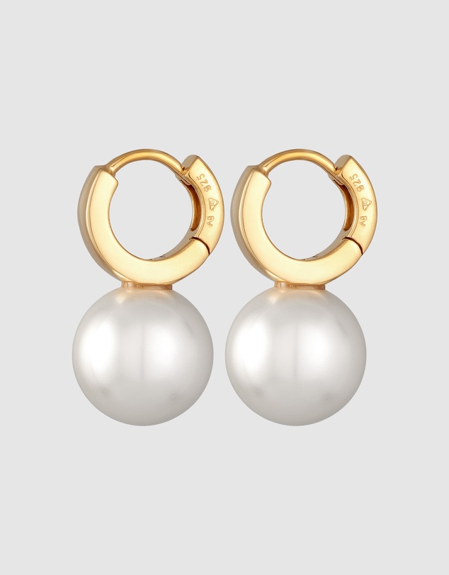 Elli Jewelry - Swarovski® Pearl Hoop Earrings in Gold-Plated 925 Silver