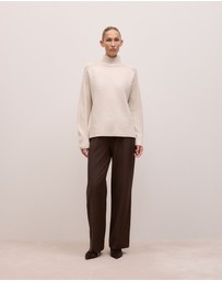 Trenery - Merino Funnel Neck Pullover in Oat
