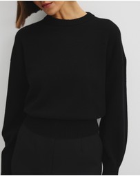 Country Road - Organically Grown Cotton Blend Crop Crew Neck Knit