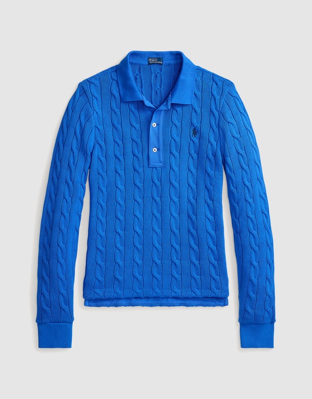 Polo Ralph Lauren - Cable-Knit Cotton Long-Sleeve Polo Shirt - The ICONIC Exclusive