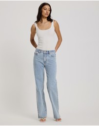 Atmos&Here - Myra Straight Leg Raw Hem Jeans