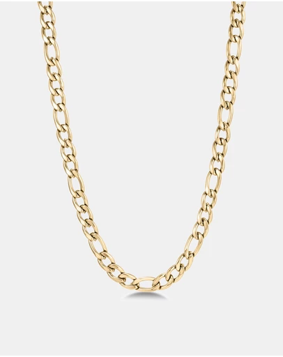 Eclectics - 18K Gold Token Figaro Chain Necklace