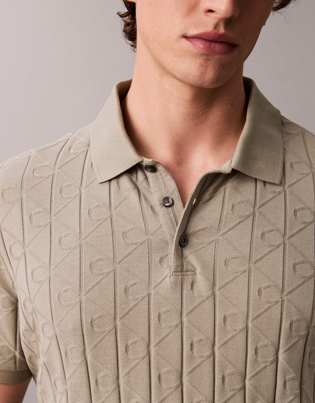 Calvin Klein - Allover Emblem Logo Jacquard Polo Shirt