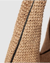 & Other Stories - Leather-Piping Straw Shoulder Bag