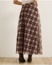 Atmos&Here - Rumi Checked Print Maxi Skirt