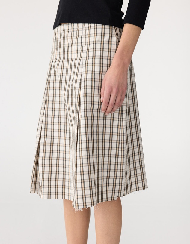 Bassike - Check Box Pleat Detail Skirt