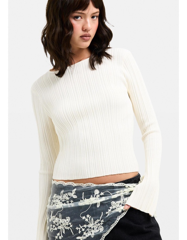 Subtitled - Holland Boat Neck Long Sleeve Knit Top