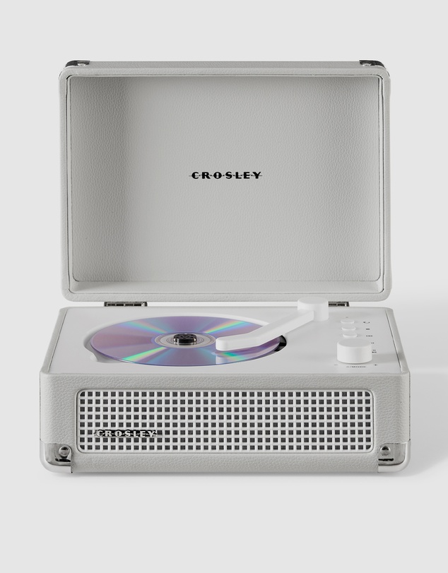 Crosley - Crosley Cruiser Portable Retro CD Player with Stereo Bluetooth Speakers, FM Radio - White Sands