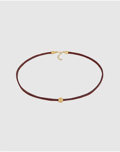 Elli Jewelry - Suede Choker Necklace in Gold-Plated 925 Silver