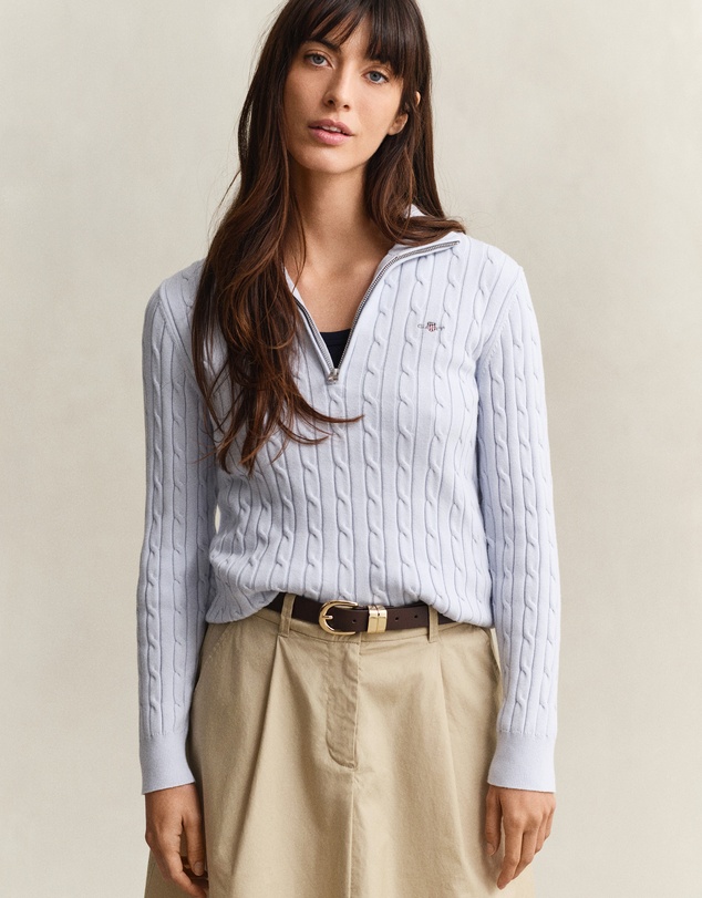 Gant - Stretch Cotton Cable Half Zip Sweater