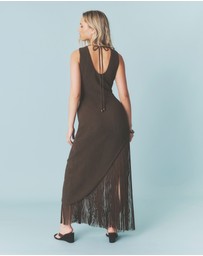 Six Stories - Fringe Asymmetrical Maxi Dress