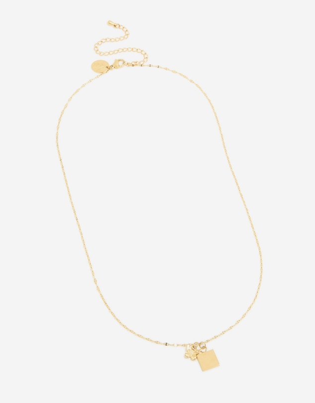 Lovisa - Waterproof Gold Plated Stainless Steel Square & Butterfly Pendant Necklace