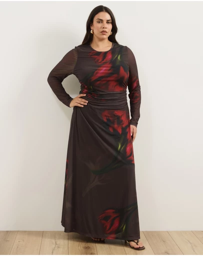 Atmos&Here Curvy - Sari Mesh Maxi Dress