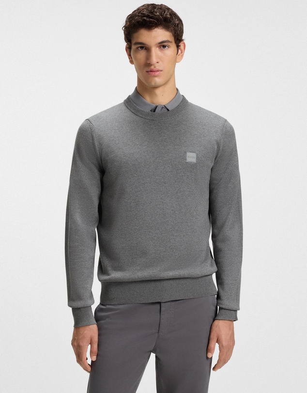 BOSS - Cotton-Blend Sweater With Logo Patch
