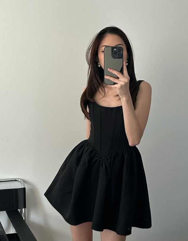 Heiress Beverly Hills - Corset Flared A-Line Crepe Mini Dress