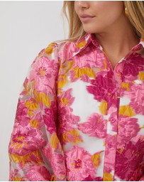 Esther & Co - Janette Shirt - Pink and White Floral