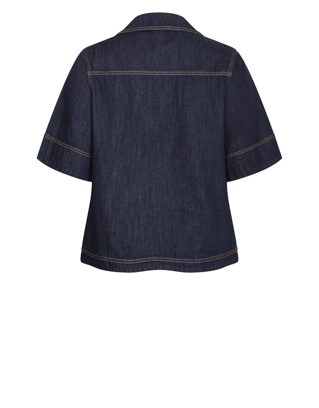 City Chic - Plus size Tiana Pocket Cotton Denim Top - dark wash