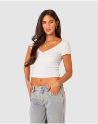 EDIKTED - Ava V Neck Ruched Top