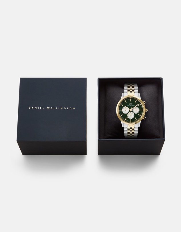 Daniel Wellington - Iconic Chronograph 42mm Arch 5-Link Emerald Panda Two-Tone