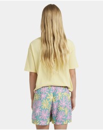 Roxy - Girls 8 to 16 Lekeito Break Printed Elastic Waist Shorts