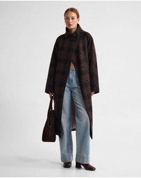 Oxford - Edi Check Funnel Collar Wool Coat