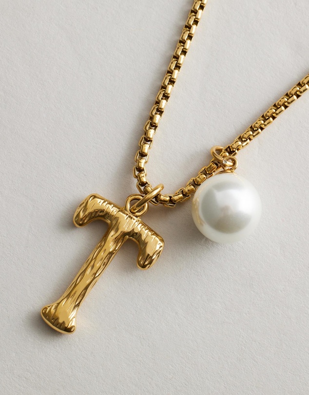 Zahar - Pearl Letter T Necklace