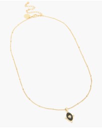 Lovisa - Waterproof Gold Plated Stainless Steel Black Tab Necklace
