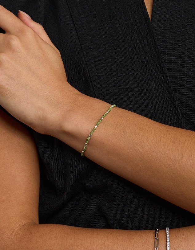 Michael Hill - Pistachio Green Cord Bead Bracelet in Sterling Silver
