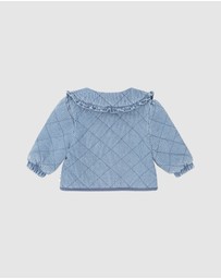 Huxbaby - Vintage Bow Collar Denim Jacket - Babies-Kids