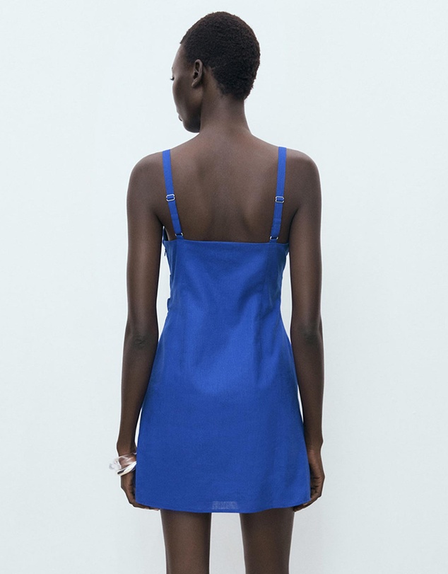 M.N.G - Linen Cotton Blend Draped Dress