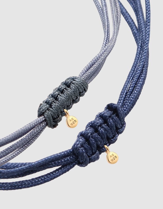 Elli Jewelry - Bracelet Set Women Circle Infinity Steel Blue and Marine Blue 925 Sterling Silver Gold Plated