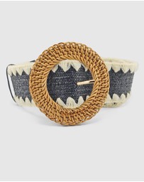 Miz Casa and Co - Black and Cream Rattan Woven Belt