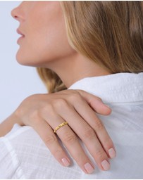 Elli Jewelry - Ring Stacking Set Modern Structured Trend in 375 Yellow Gold