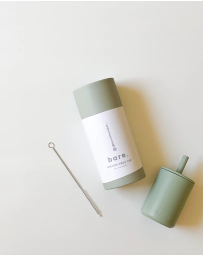 Bare The Label - Silicone Sippy Cup with Straw Cleaner