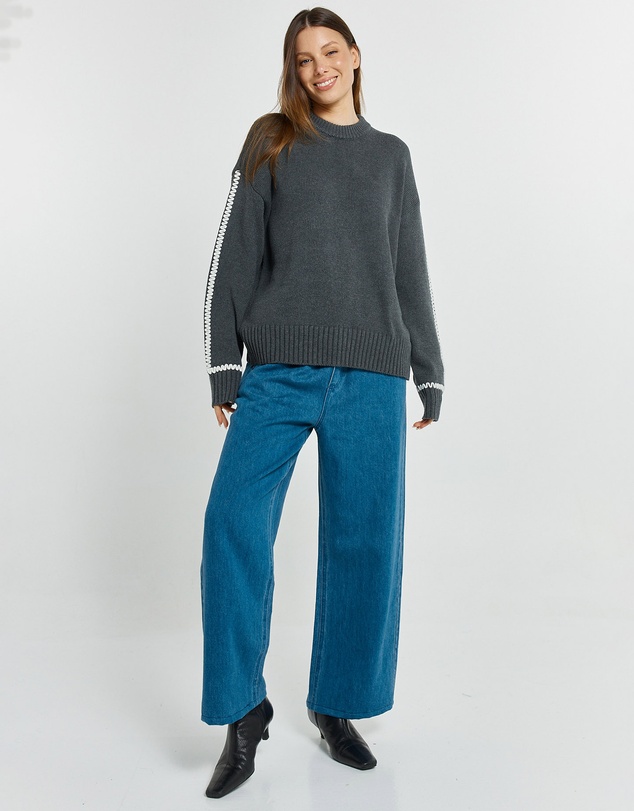 Betty Basics - Contrast Stitch Sweater