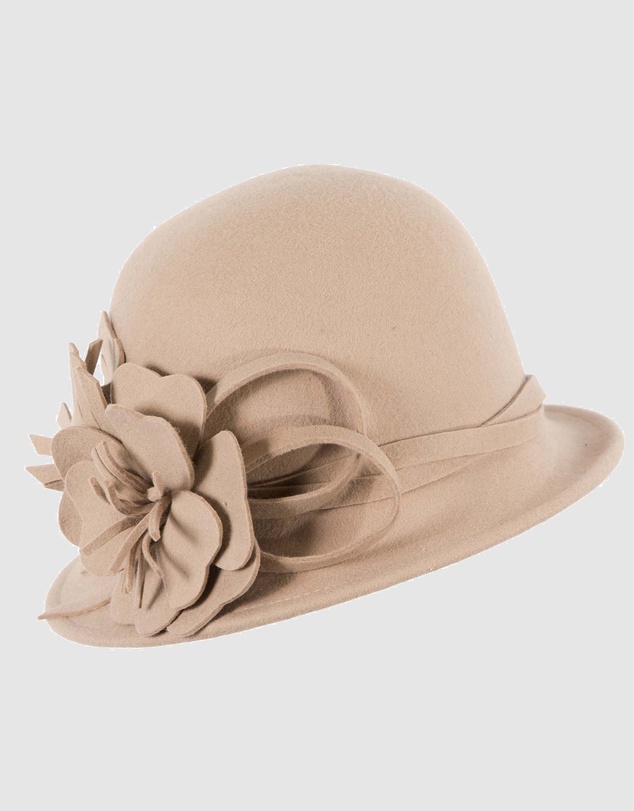 Max Alexander - Winter Felt Beige Cloche Hat