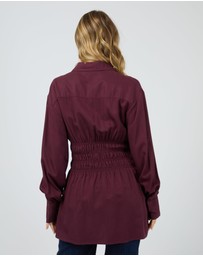 All About Eve - Aae Ruched Shirt Burgundy