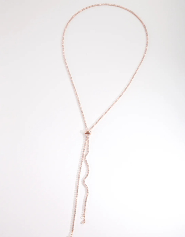 Lovisa - Cubic Zirconia Rose Gold Lariat Necklace