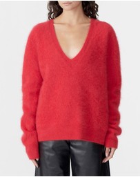 Bassike - Deep V Textured Knit Top