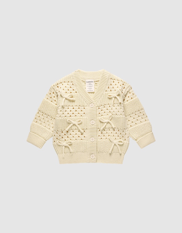 Kynd Baby - Knit Bow Cardigan in Ivory