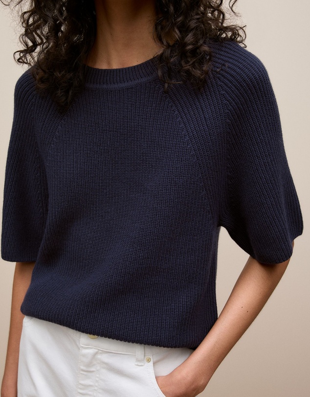 Trenery - Textured 3/4 Sleeve Knit in Night Sky